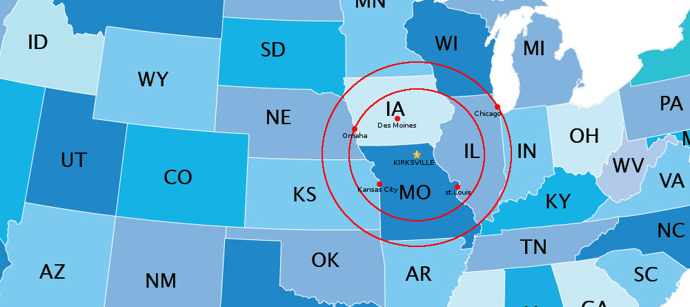 Location of Kirksville